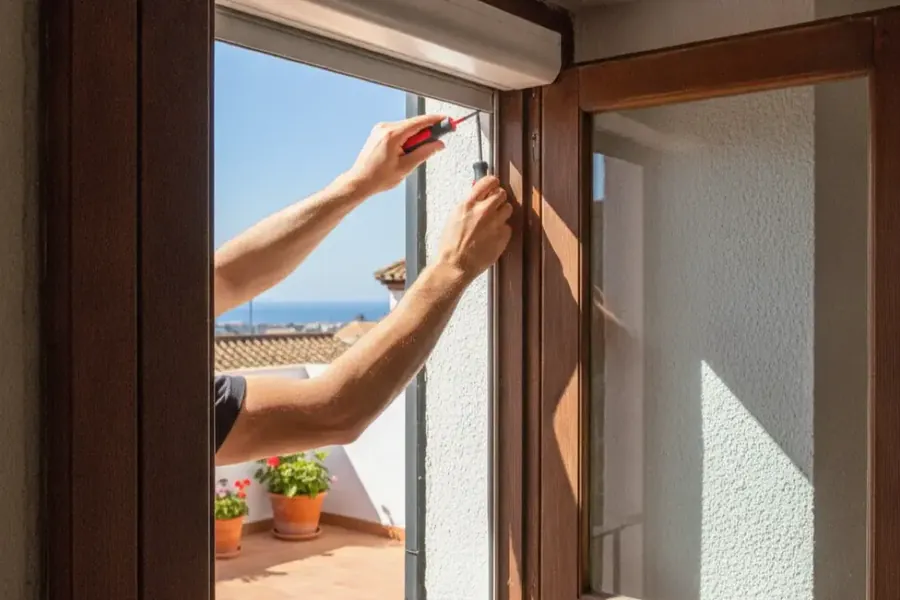 Instalación de mosquiteras enrollables en una puerta de balcón en Móstoles